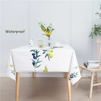 tablecloth waterproof oilproof table cover modern pastoral green leaves printed rectangular wedding dining tea table cloth