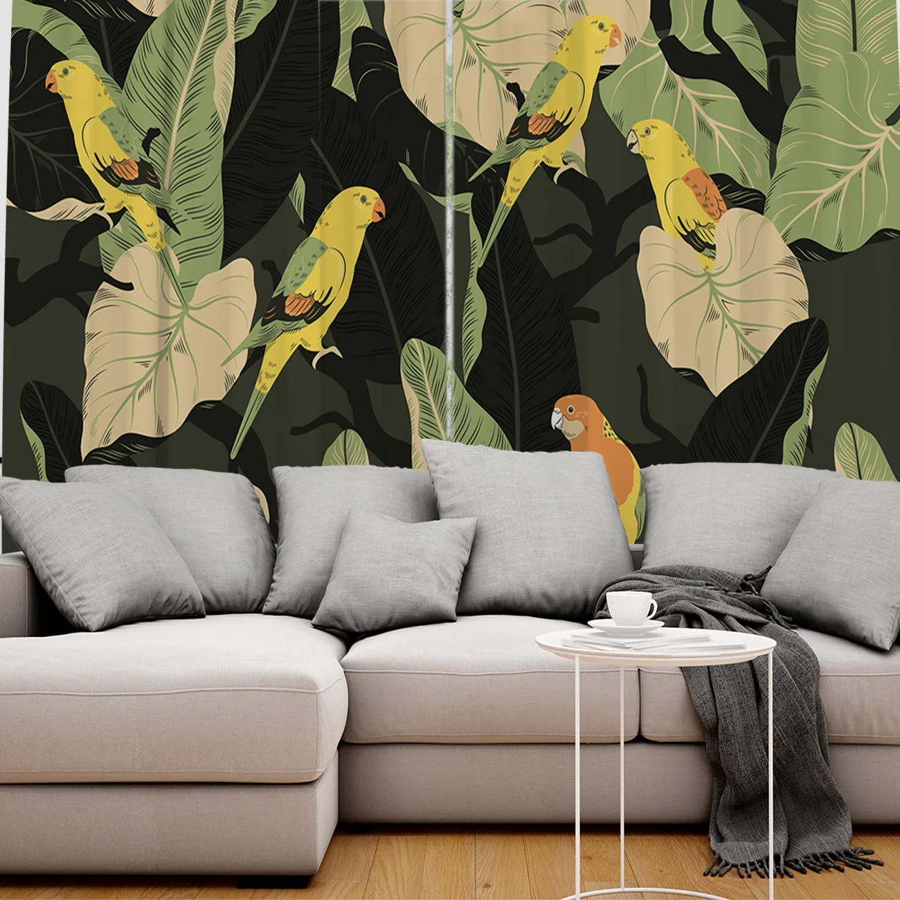 Тропические растения искусственное окно занавески для гостиной кухонного