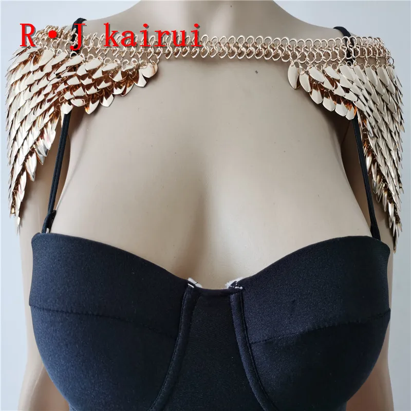 Новинка модная Наплечная Цепочка-чешуйчатка Золотая золотые Наплечные