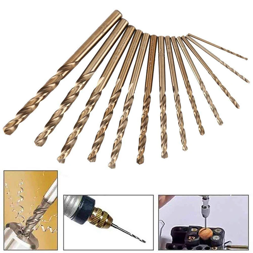 

13/19/15Pcs HSS-Co M35 Cobalt Straight Shank Twist Drill Bit Power Tools Accessories for Metal Stainless Steel Drilling