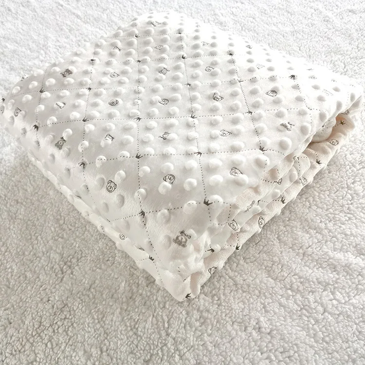 

Plushed 3D Dot 2 Layers Thermal Baby Blanket Bear Newborn Blanket Sherpa Back Soft Winter Infant Baby Quilt Boys Girls Bedding