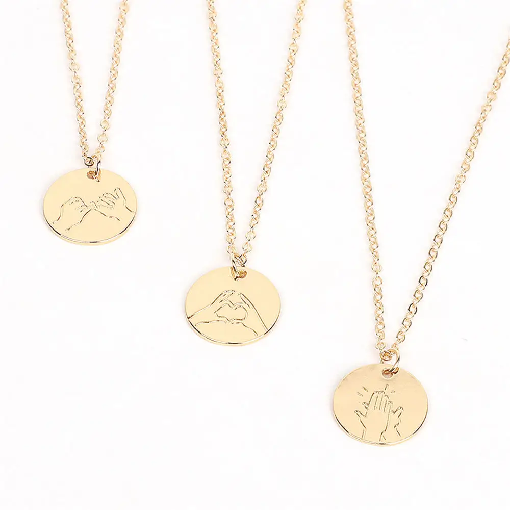 Женское ожерелье с монетой и выгравированными жестами новинка 2020