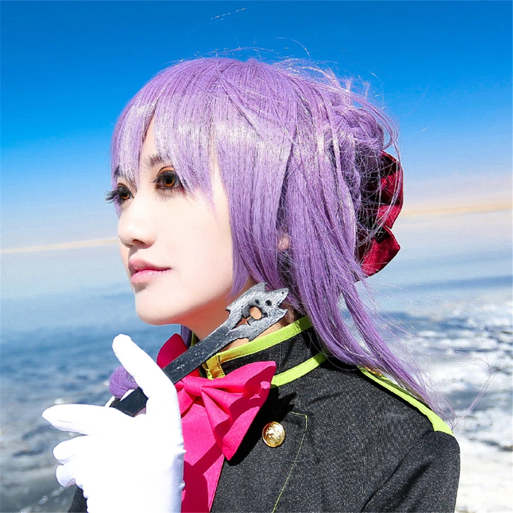 Градиентный парик Seraph of the end Hiiragi Shinoa лавандового цвета костюм для Хэллоуина