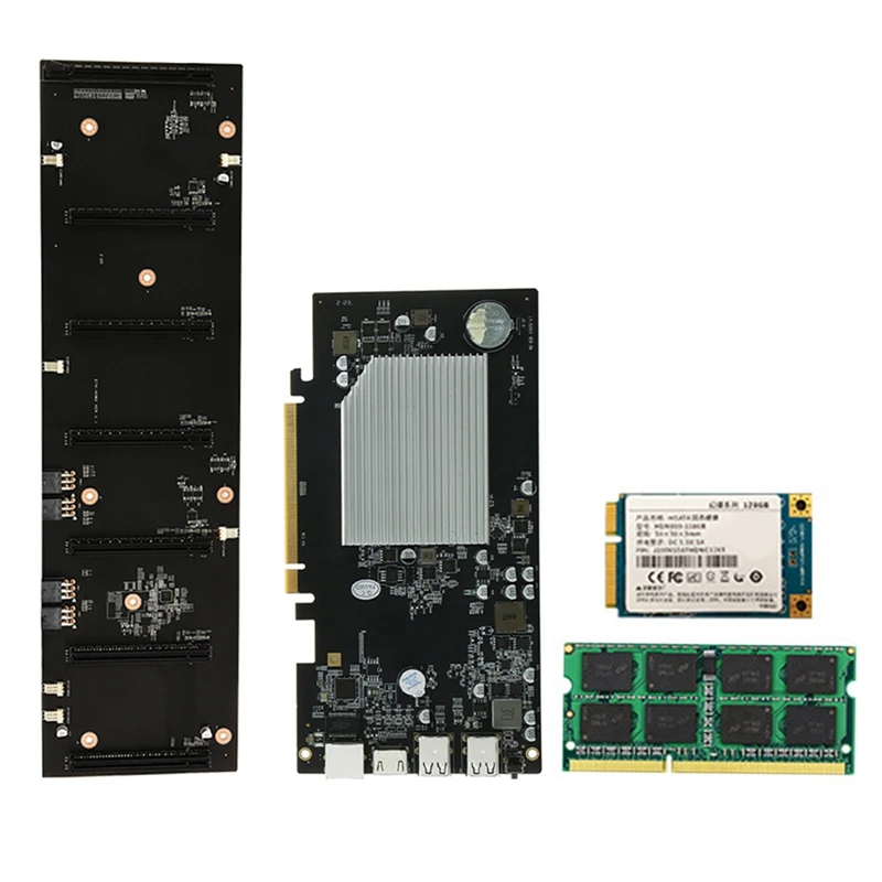 

ETH-HSW2 BTC Mining Motherboard with 128G SSD+8G DDR3 RAM 6 Cards PCIEX16 Graphics Slot 70mm DDR3 DIMM MSATA Motherboard