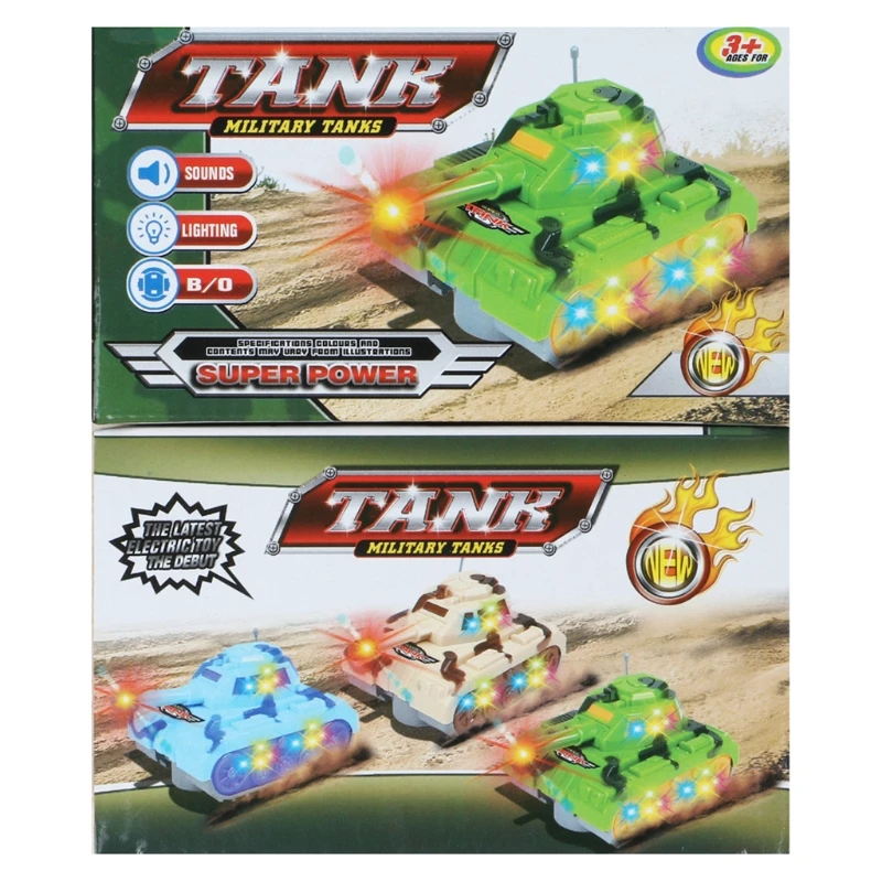 

Mini Electric Toy Tank Model Flashing LED Light Music Sound Light-up Vehicles for Children Kids Gift