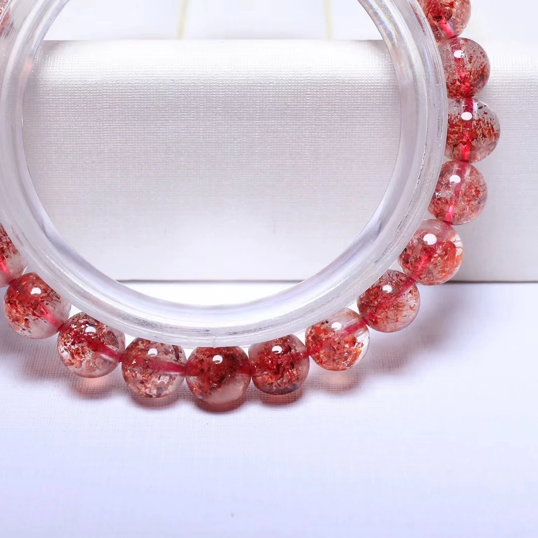 

7.2mm Genuine Natural Red Super Seven 7 Lepidocrocite Quartz Bracelet Clear Round Bead Stretch Women Rare AAAAA