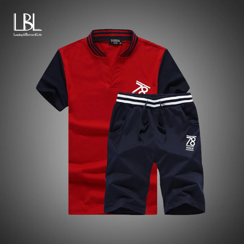 2018 мужские спортивные костюмы для фитнеса летние шорты с коротким рукавом