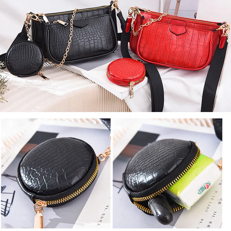 

Women Wild Shoulder Messenger Bag Female Letter Crocodile pattern Flap Chains Handbags Fashion Crossbody Bags Ladies Totes