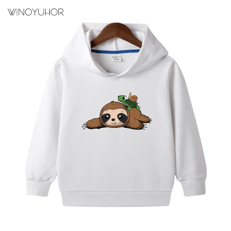 Sudaderas con capucha para ni&ntilde;os y ni&ntilde;as, jerseys divertidos de corredores de marat&oacute;n, regalo de perezoso, Tortuga, Caracol, Tops de algod&oacute;n con Humor de dibujos animados, novedad de oto&ntilde;o-0