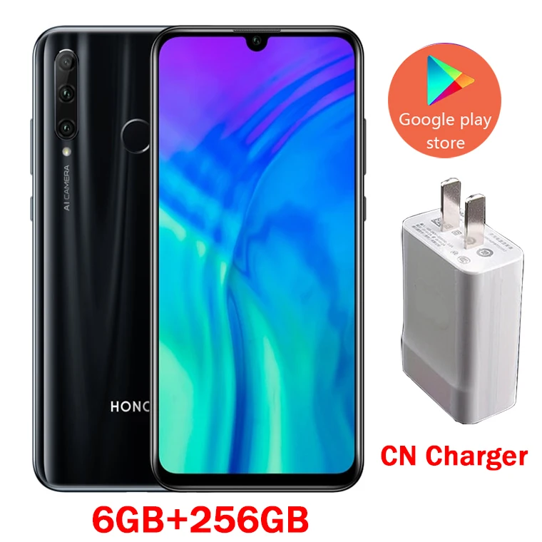 CN 6G256G Blk Honor 20 lite, Смартфон Honor 20i Android 9,0, четыре ядра, 6,5 дюймов, полный экран, 1440x1440, двойная камера, 3 слота, сотовый телефон - Цвет: CN 6G256G Blk