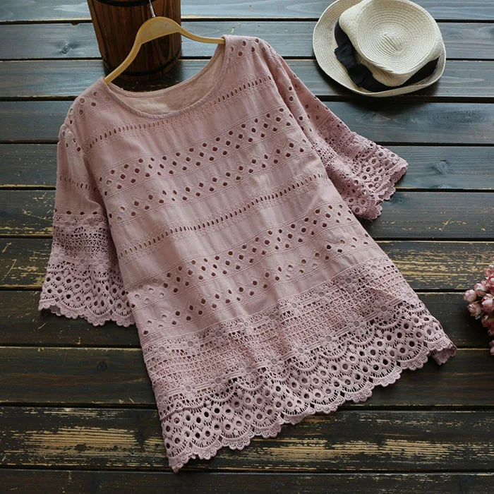 Новинка лета 4541 большие размеры женские повседневные топы с вышивкой в японском