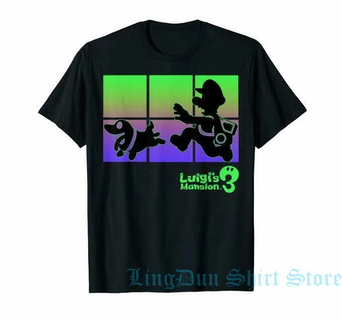 Luigis Mansion 3 Luigi And Polterpup Silhouette Футболка мужская футболка Женские топы футболки 100%