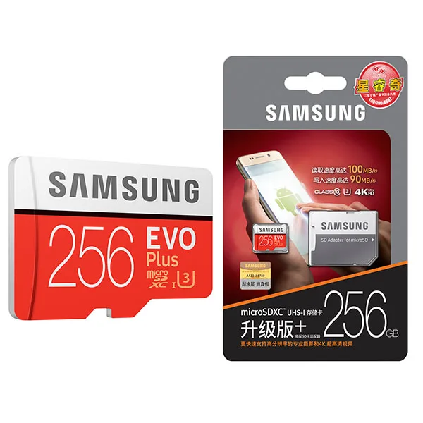 SAMSUNG EVO+ Micro SD 32G SDHC 80 МБ/с. класс 10 карта памяти C10 UHS-I TF/SD карты транс флэш SDXC 64 Гб 128 ГБ для доставки - Емкость: 256GB And  Adapters