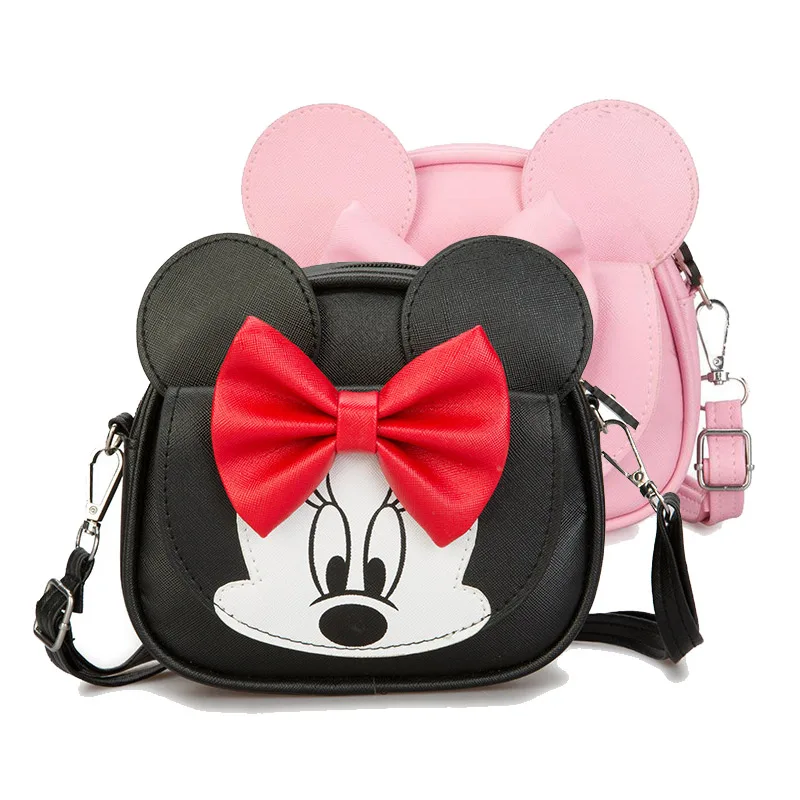 

Baby Girls Shoulder Bags Minnie Cartoon PU Leather Plush Bag Toy Children's Girls Coin Purse Small Messenger Kids Shoulder Bags