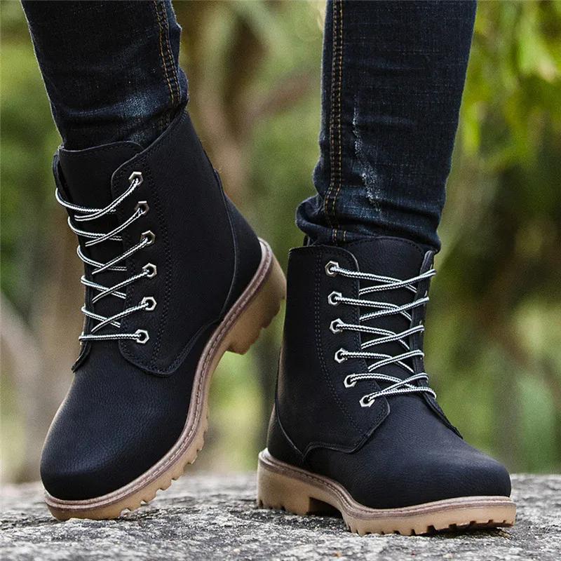 Зимние теплые мужские ботинки противоскользящие походные сохраняющие тепло Hombre