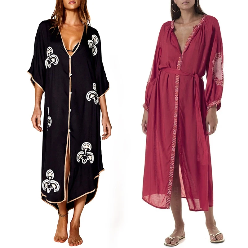 2020 бикини накидка богемное с принтом спереди открытое летнее платье элегантное