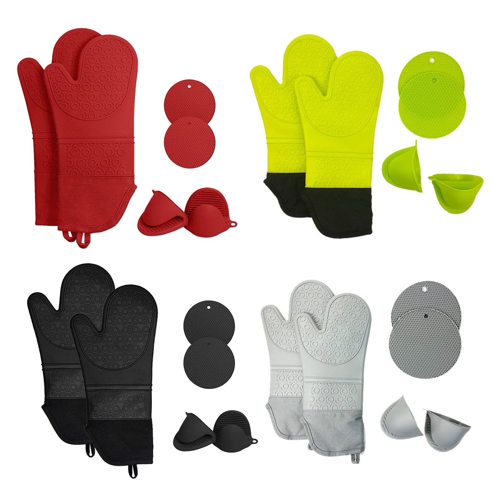 

6 Pcs Length Thickened Silicone Microwave Oven Mitts With Pinch Mitts & Silicone Pads For Baking Cooking Kitchen latest
