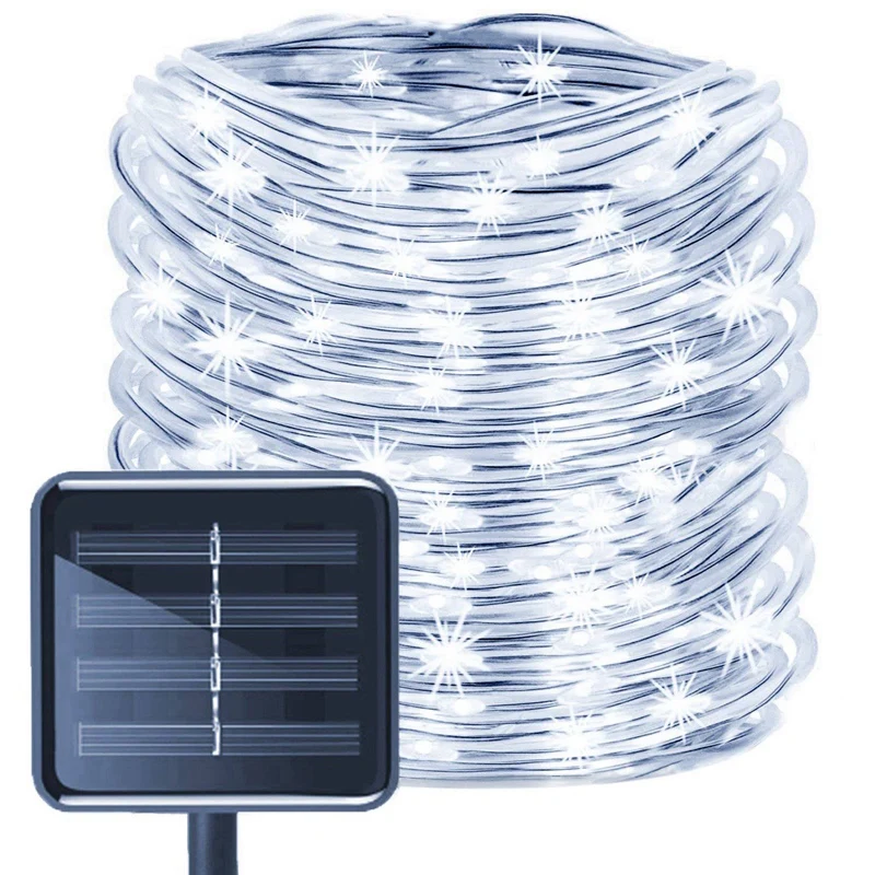 

100 LEDs Solar String Light Waterproof Rope Tube Lights Outdoor Garden Tree Lamp Cool White