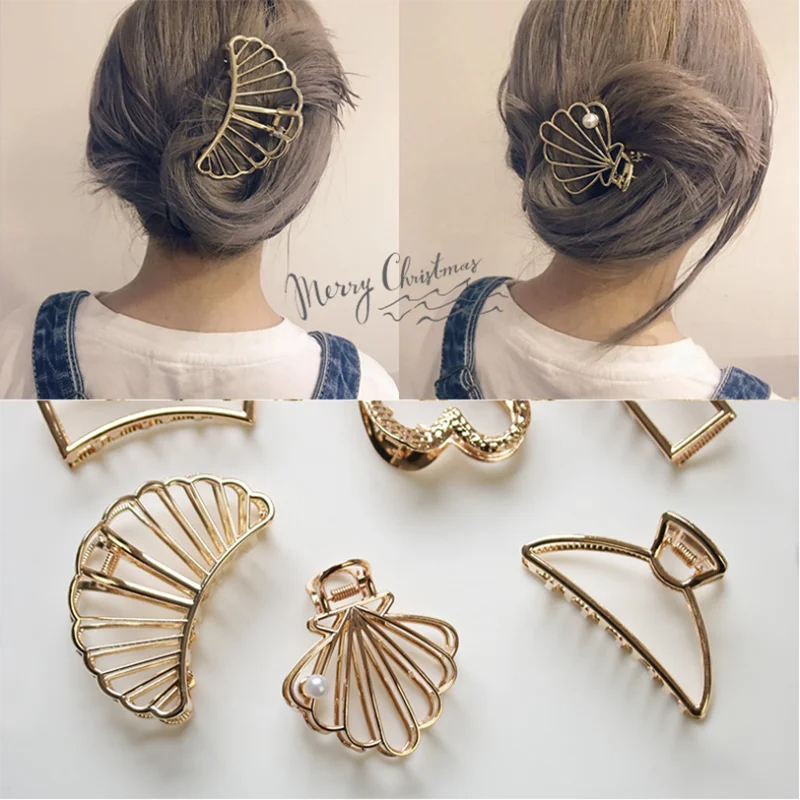 

Fashion Cute Hair Claws Clips For Women Girls Hairgrips Metal Star Shell Hairpin Barrette Bobby Hair Accessories