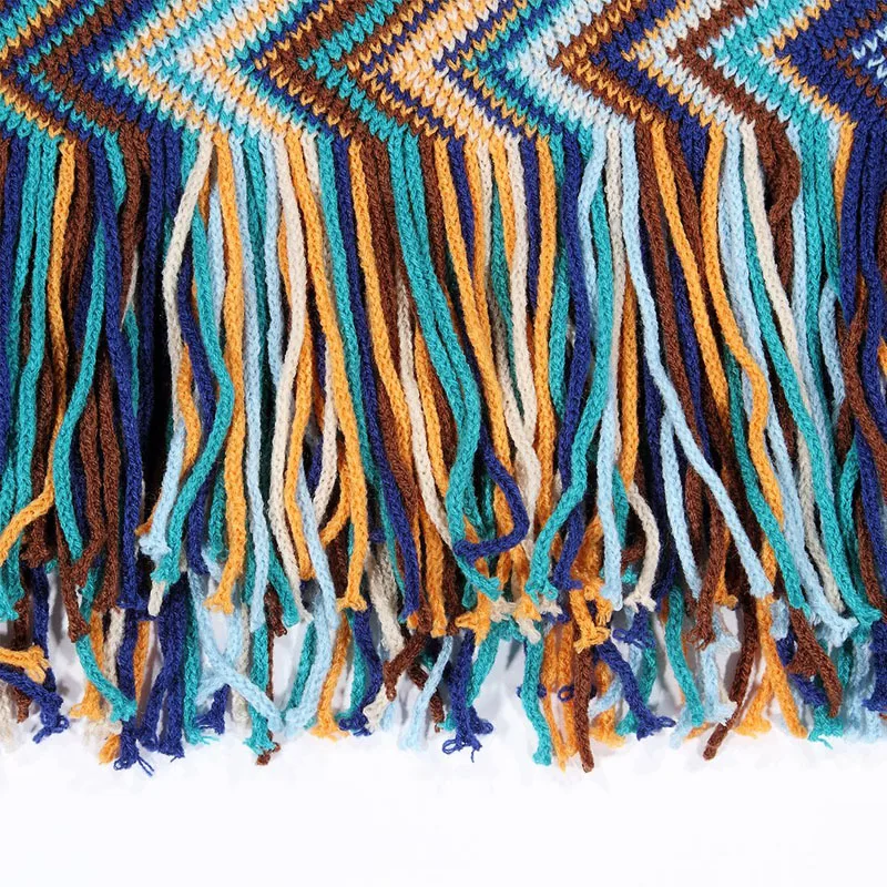 

100% Knitted Blanket with Tassel Summer Blanket Bed Sofa Travel Breathable Chic Bohemian Soft Comfortable Blanket