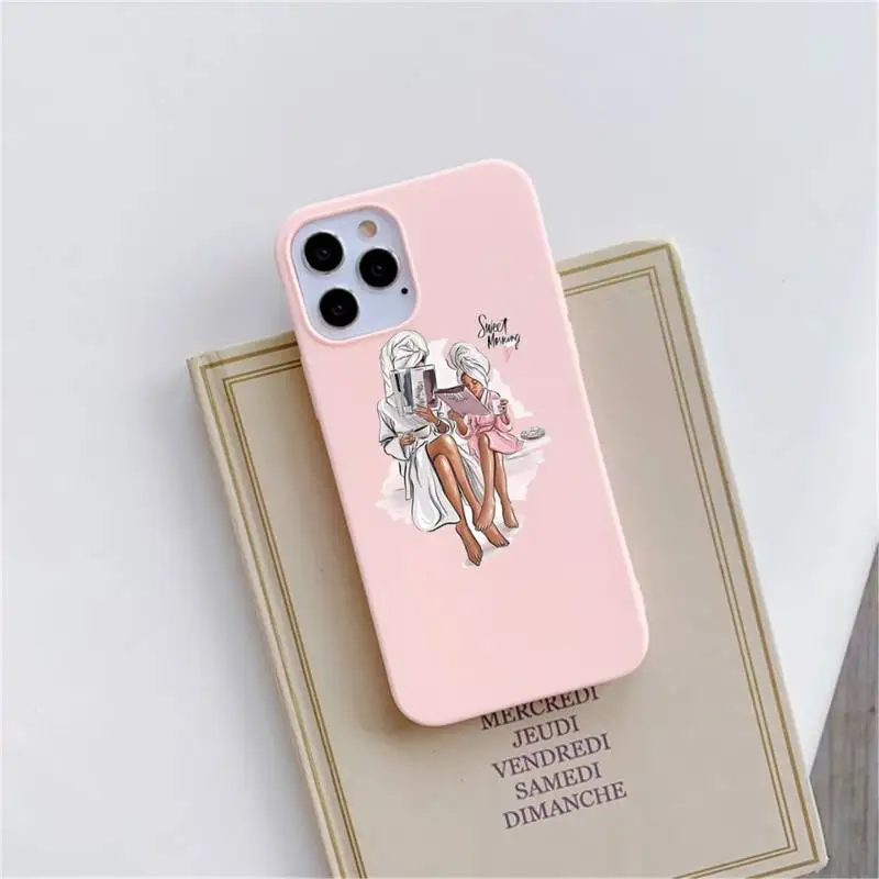 

Mom and baby Phone Case Pink Candy Color for iPhone 11 12 mini pro XS MAX 8 7 6 6S Plus X SE 2020 XR