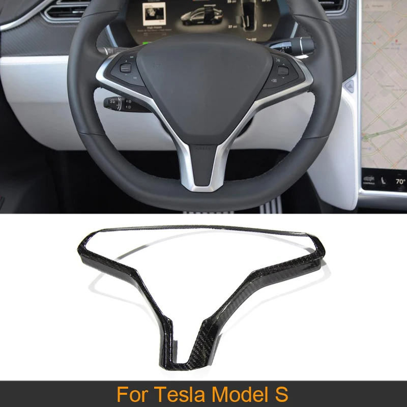 

Накладка на руль автомобиля для Tesla Model S 2014-2020, чехол на руль из углеродного волокна, отделка, стикер, аксессуары
