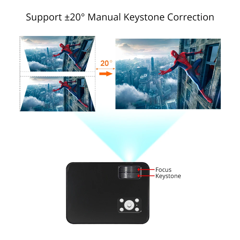 Мини проектор Everycom M8 с ЖК-экраном, поддержкой HD 720P и максимальным разрешением 1080P, Android 6.0, Wifi, Bluetooth, светодиодной лампой на 4000 люмен, домашний кинотеатр.