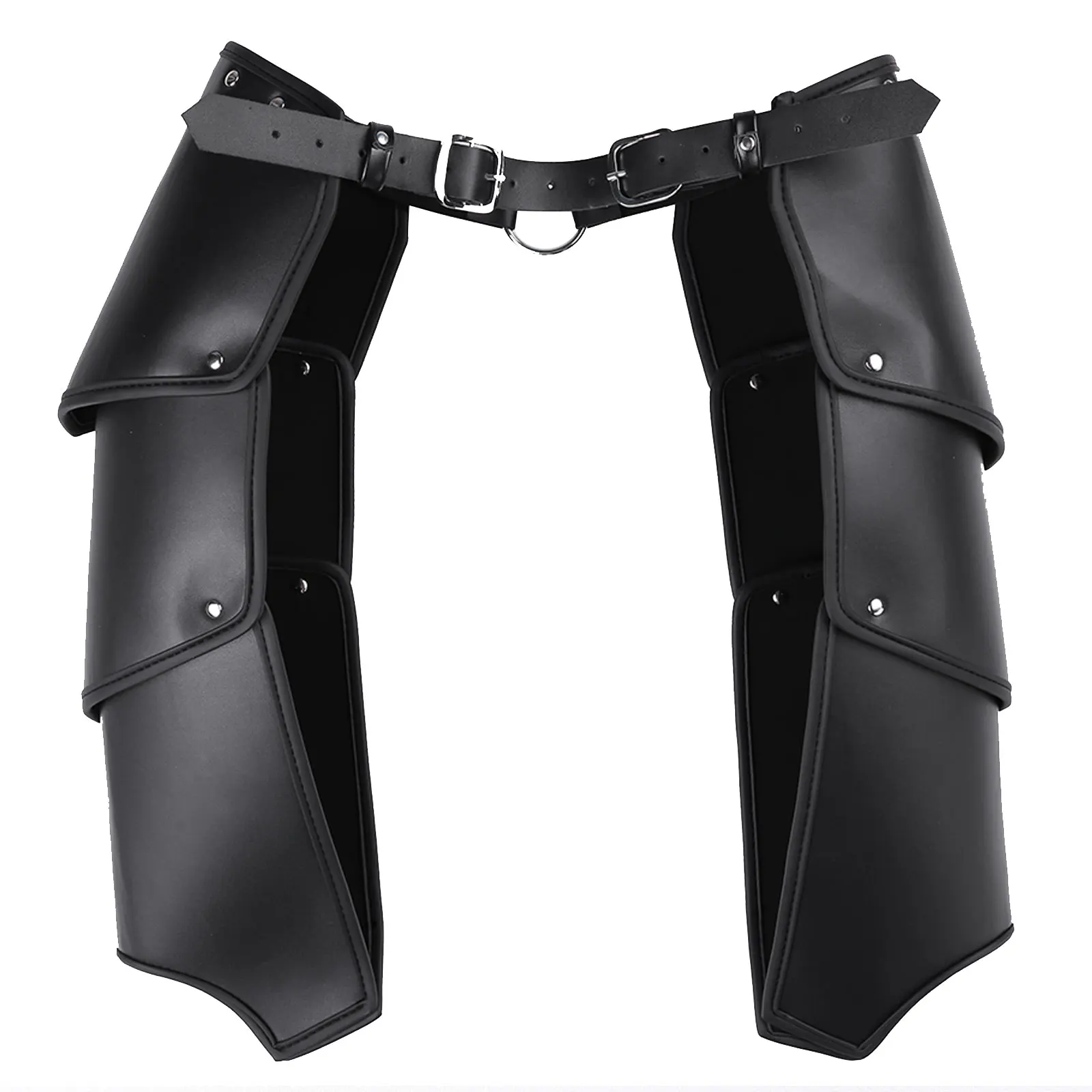 Mens Wetlook Vintage Faux Leather Leg Armors Vest Body Waist Harness Strap Party Cosplay Halloween Club Performance Costume