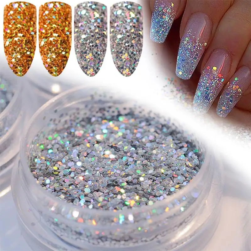 Docaty 1 коробка блестящий порошок для ногтей лазерный блеск градиентный