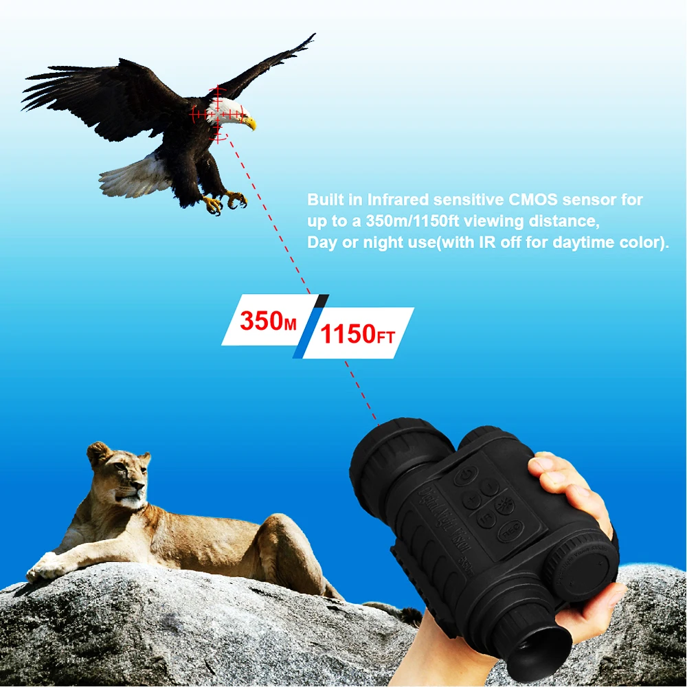 Монокуляр Bestguarder с 5 кратным увеличением 350 м МП HD ИК камерой для охоты|Телескоп и