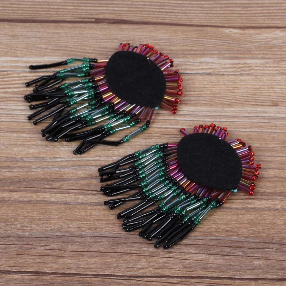 Женские длинные серьги-подвески Florosy крупные богемные ручной работы с бисером и