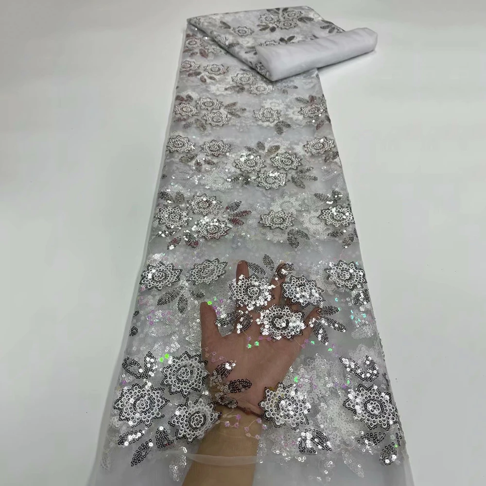 Африканская кружевная ткань 2021 высококачественный материал французские блестки