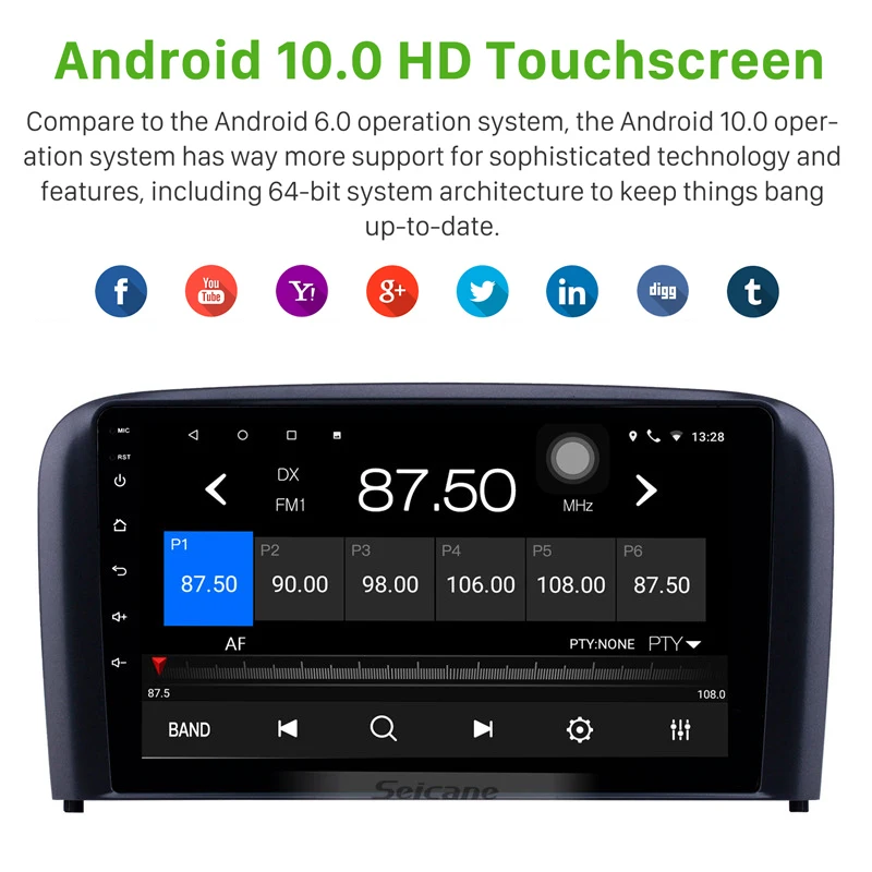 Автомобильный радиоприемник Seicane 9 дюймов Android 10 0 2 Гб ОЗУ 32 ПЗУ для 2004 2005 2006 Volvo S80