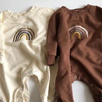 new born baby boys romper 2020 autumn baby rompers rainbow embrodiery baby winter jumpsuit korean infant toddler girls outerwear