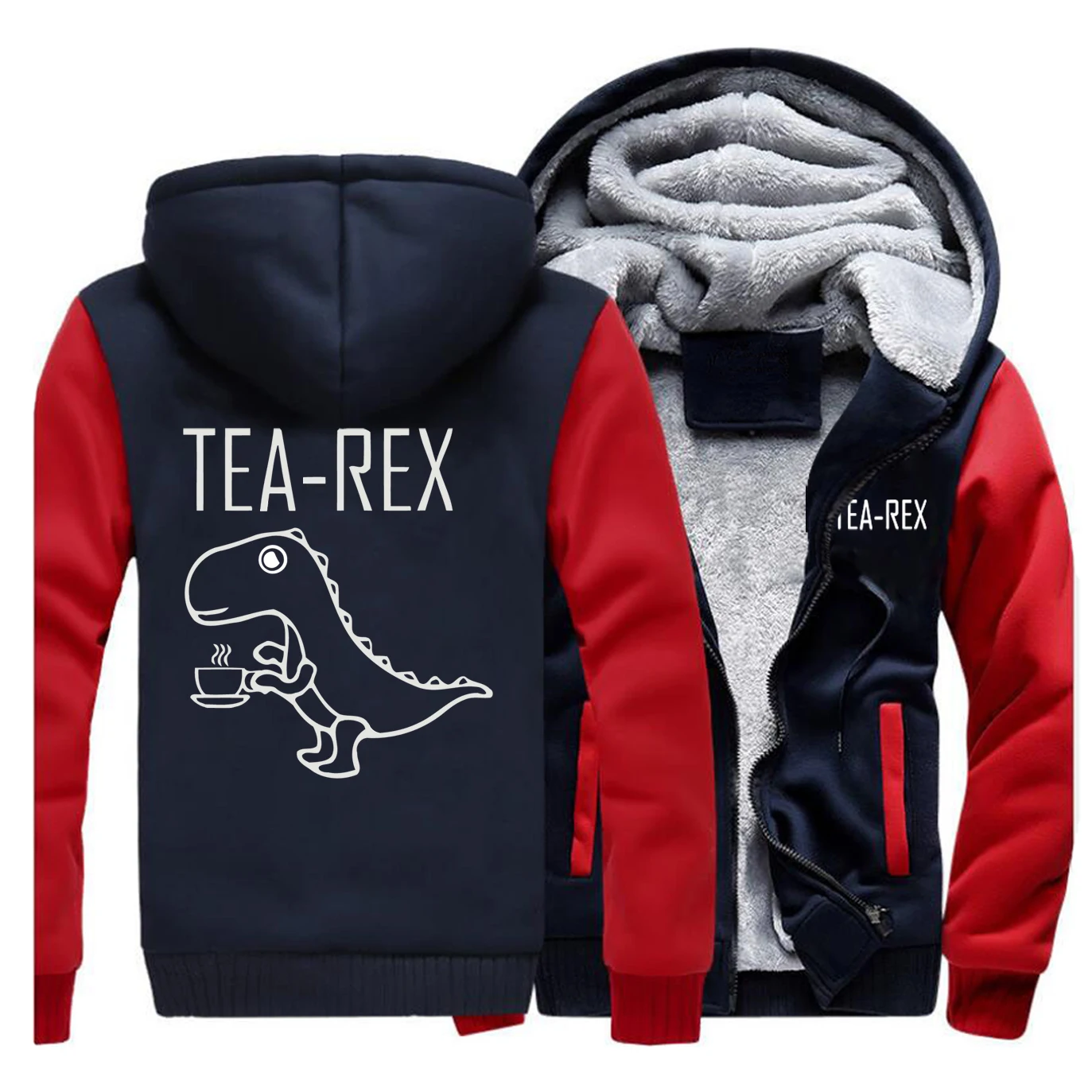 Мужская Толстая зимняя Флисовая теплая куртка с динозавром Funy Tea Rex Joke Pun куртки