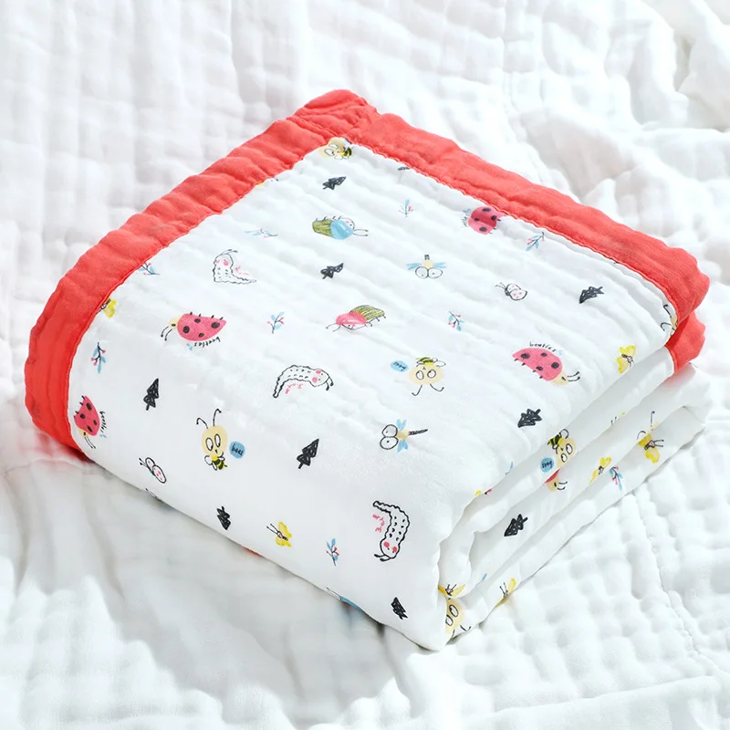 

LZH Baby Boys Girls Blanket Infant Quilt 2020 New Autumn Pure Cotton Comfortable Bath Towel Cute Cartoon Printing Children Quilt