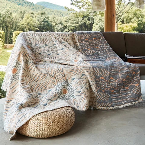 Хлопковое геометрическое покрывало Boho