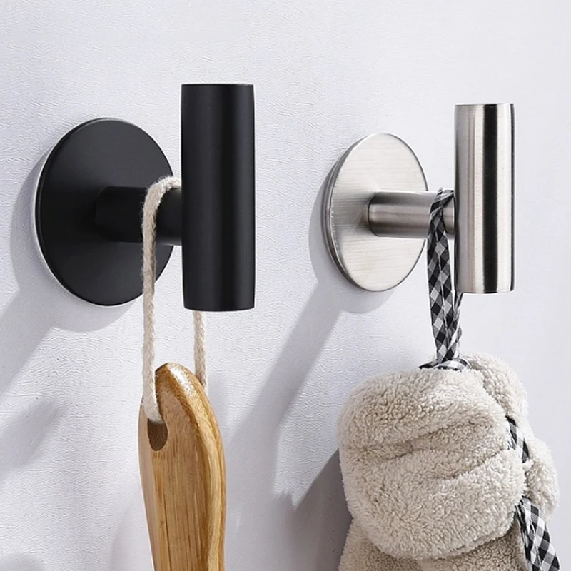 Wall Hook Stainless Steel Clothes Hanging Hooks Matte Black 3M Adhesive Key Towel Holder for Bathroom Kitchen | Дом и сад
