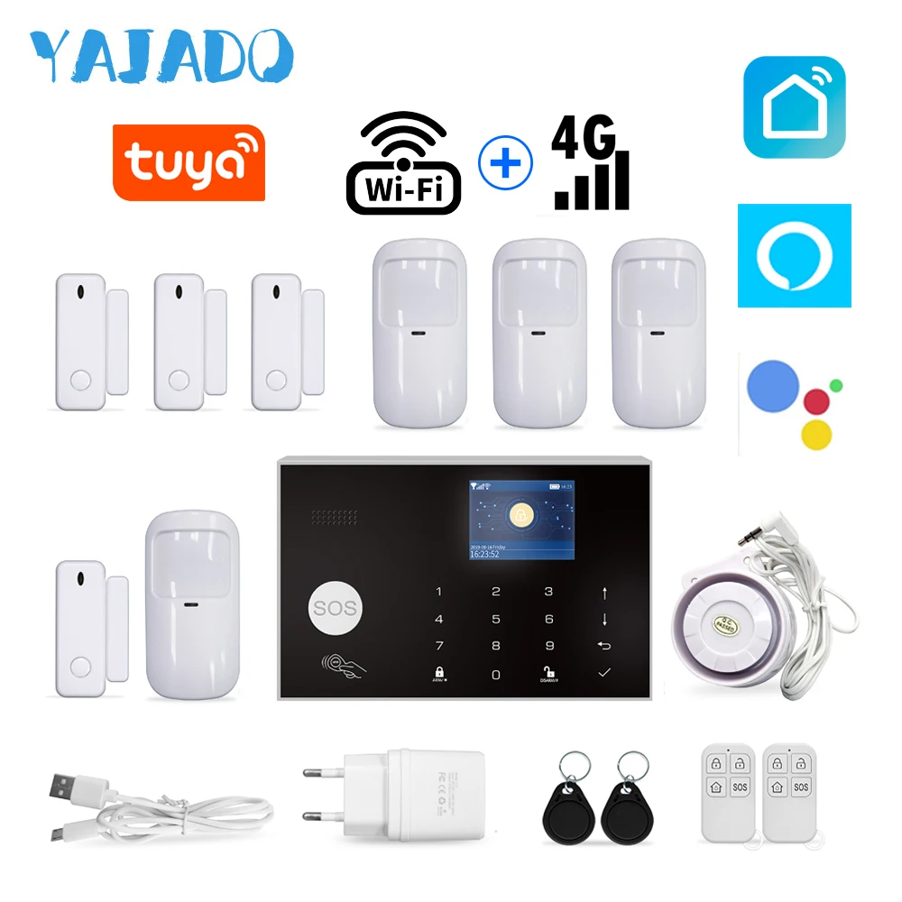 YAJADO Tuya WiFi 4G 3G GSM сигнализация комплект домашняя охранная с 433 МГЦ беспроводные и