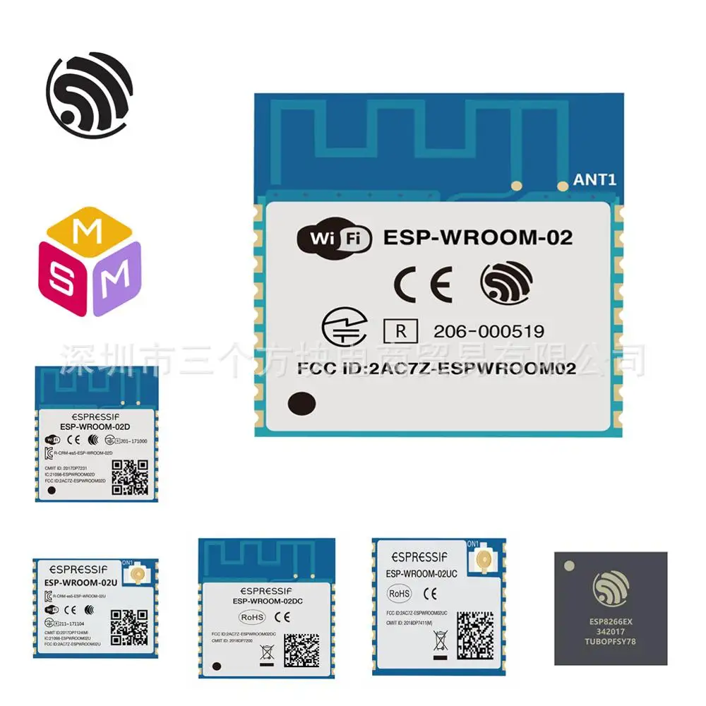 (2 MFlash) ESP WROOM 02/02D/02U AIoT Espressif SoC ESP8266 2 4 ГГц Wi Fi модуль беспроводной/Прозрачная