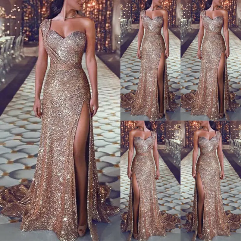 Модное богемное Сексуальное Женское блестящее длинное платье с блестками
