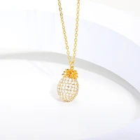 cute pineapple necklace for women lovers gold color crystal fruits pendant necklaces engagement jewelry wholesale