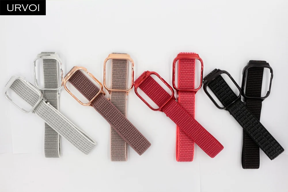 URVOI Спортивная петля для ремешка Apple Watch 4 + чехол 40 44 мм рефлективная полоса iWatch с покрытием из плетеного нейлона, дышащая.