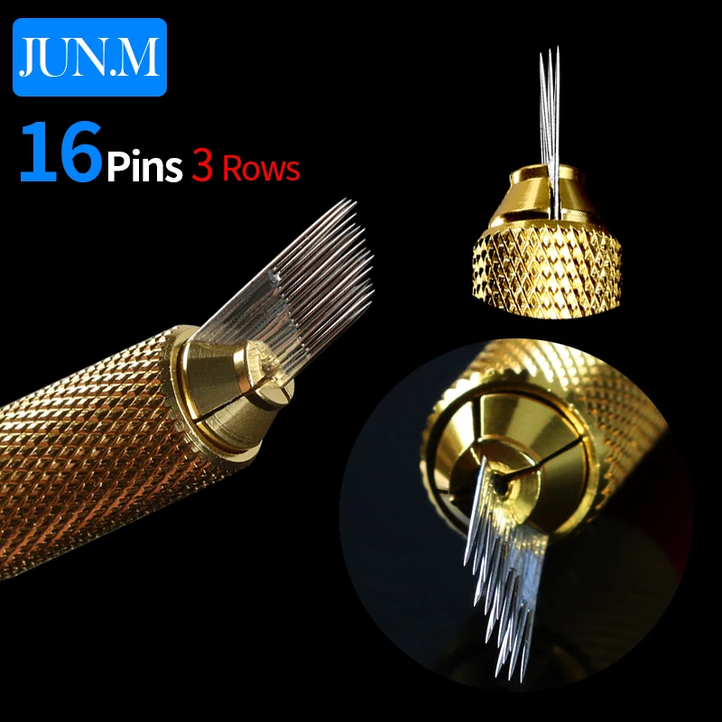 

Free Shipping 50 Pcs 3 rows Line 16Pin Needle Permanent Eyebrow Makeup Needle Blades For Microblading Pen Manual Embroidery