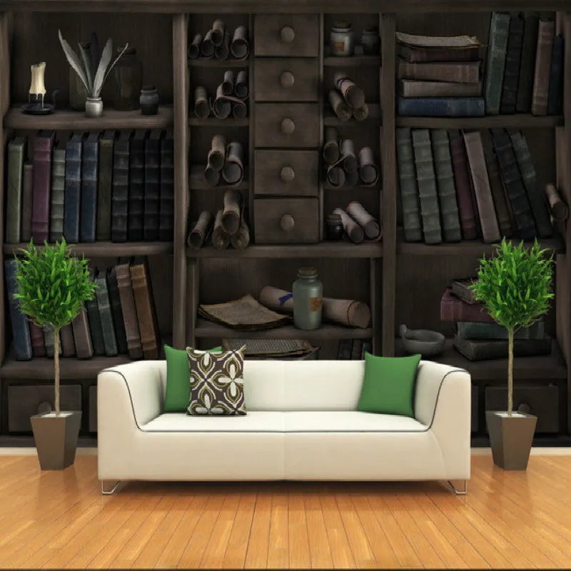 

Custom Retro Bookcase Bookshelf 3D Photo Wallpapers for Living Room Bedroom Study Room Decor Mural Wallpaper Papel De Parede 3d