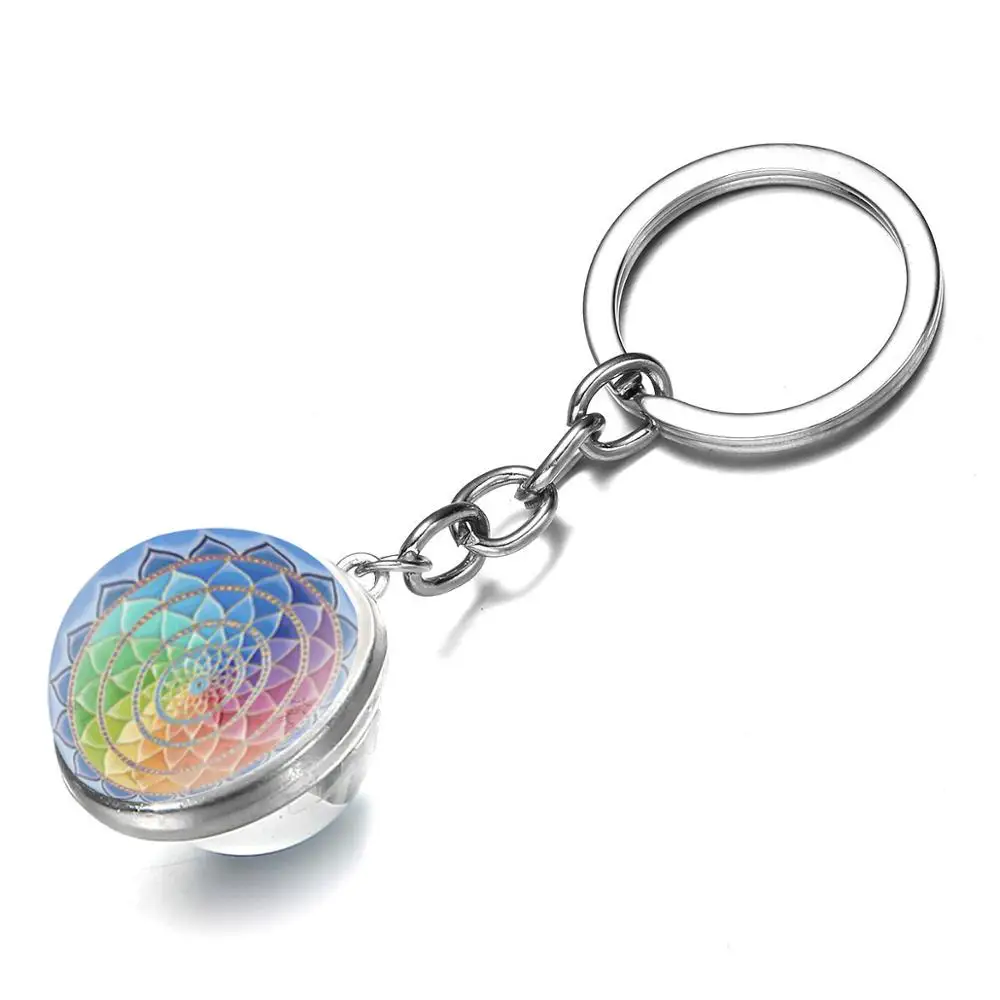 SONGDA индийский Йога Мандала камнем времени Брелок Серебряный Цвет с живописным