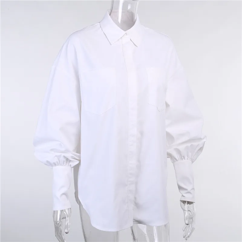 

2020 T-Shirts Women Tees Tops Office Lady Turn Down Collar Casual Pockets Button Regular Long Sleeve Loose Solid Female Blusas