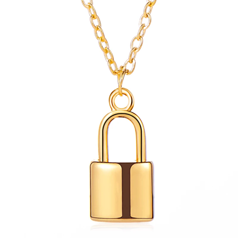

New Jewelry Simple Fashion Metal Plating Lock Necklace Ladies Clavicle Chain Wild Style Pendant Necklace Jewelry Gift Wholesale
