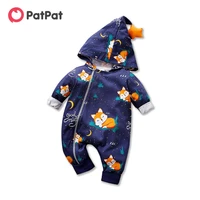 patpat 2020 new autumn and spring stylish fox design long sleeve hooded jumpsuit for baby boy clothes