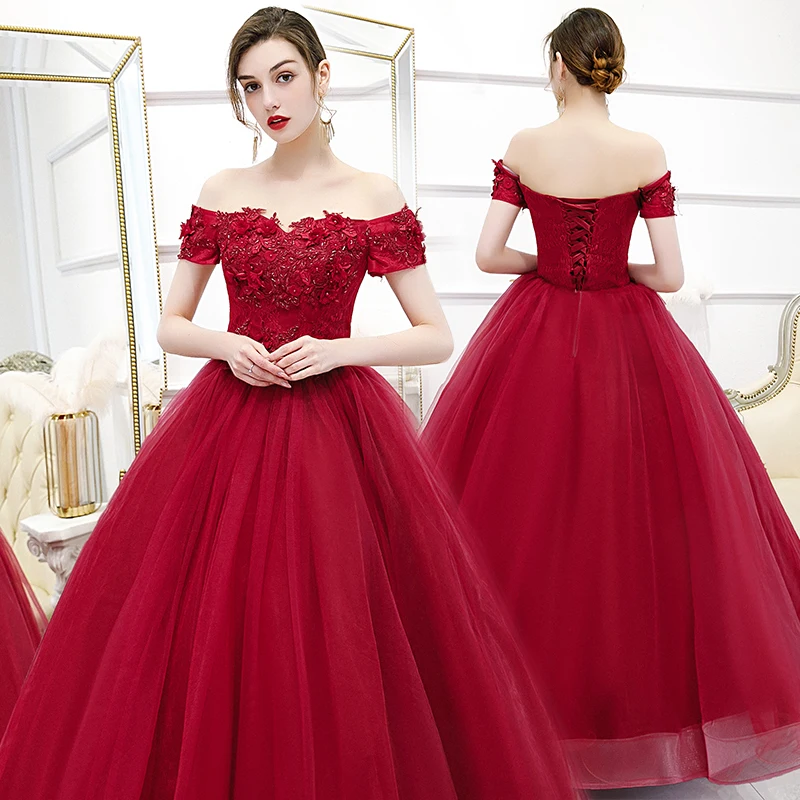 New arrival Wine off shoulder long lady girl women princess bridesmaid banquet party ball prom dress gown free shipping | Свадьбы и